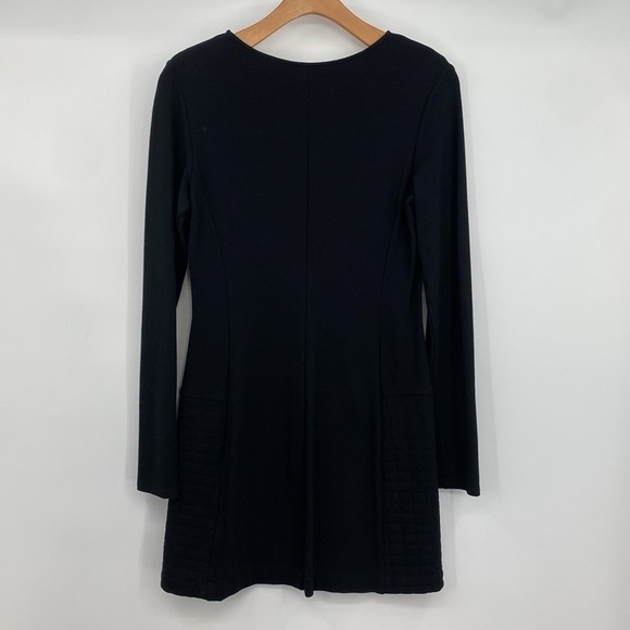 Theory‎ Mimi Q Classical Dress Womens Large Black Quilted Long Sleeve Shift Crew - Picture 8 of 13